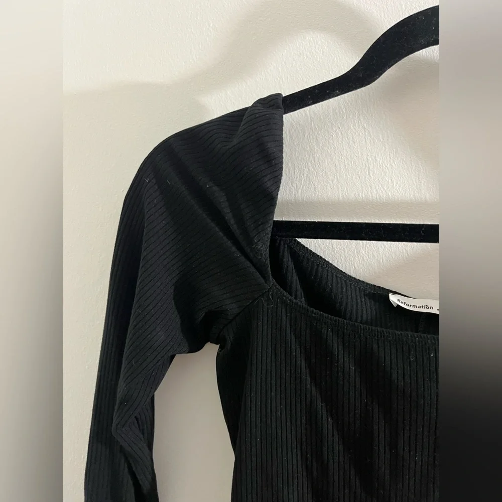 Reformation Gaia Black Ribbed Bodysuit - Picture 6 of 13